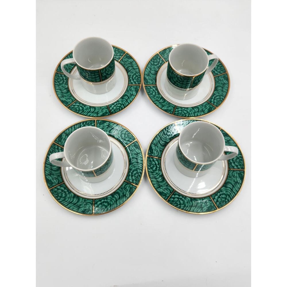 Vintage Georges Briard Imperial Malachite Porcelain Cappuccino Cups & Saucers 4 - Picture 2 of 15